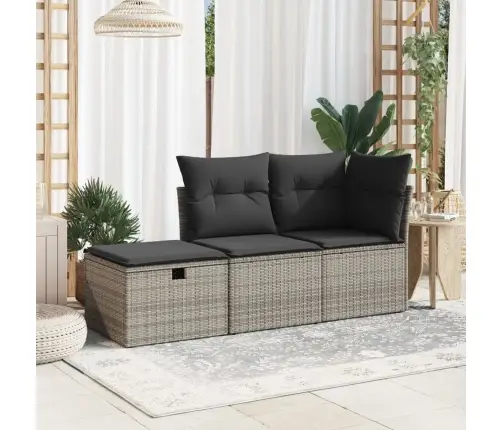 Sodo Taburetė Su Pagalvėle, Pilka, 55X55X37cm Poliratanas