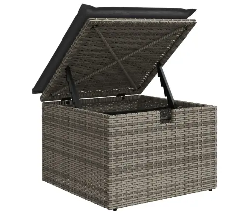 Sodo Taburetė Su Pagalvėle, Pilka, 55X55X37cm Poliratanas