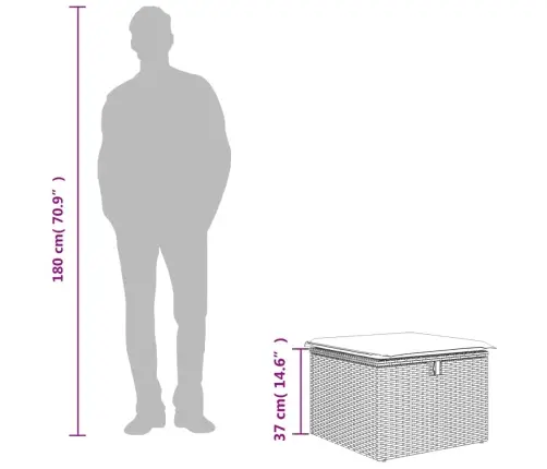 Sodo Taburetė Su Pagalvėle, Pilka, 55X55X37cm Poliratanas