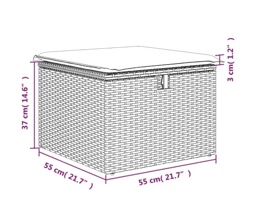 Sodo Taburetė Su Pagalvėle, Pilka, 55X55X37cm Poliratanas