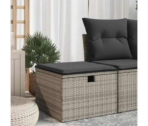 Sodo Taburetė Su Pagalvėle, Pilka, 55X55X37cm Poliratanas