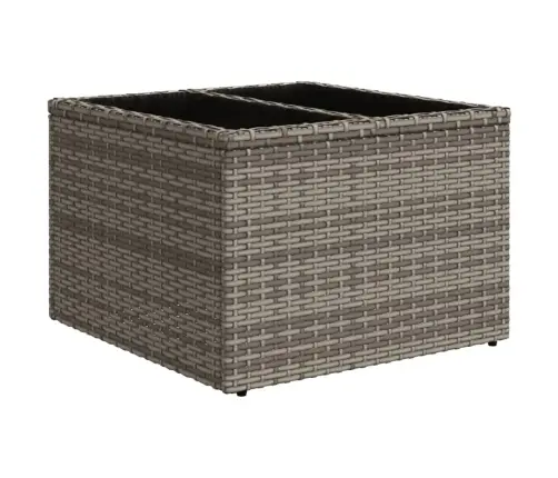 Dārza Galds Ar Stikla Virsmu, 55X55X37Cm, Pelēka Pe Rotangpalma Vidaxl