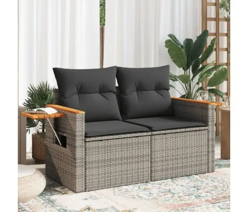 Divvietīgs Dārza Dīvāns Ar Matračiem, Pelēka Pe Rotangpalma Vidaxl