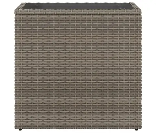 Dārza Galds, Stikla Virsma, 58X27,5X55Cm, Pelēka Pe Rotangpalma Vidaxl Dārza Galds, Stikla Virsma, 58X27,5X55Cm, Pelēka Pe Rotangpalma Vidaxl