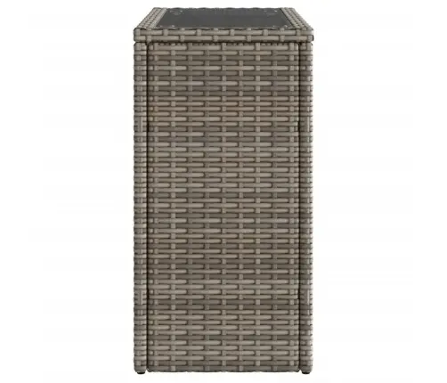 Dārza Galds, Stikla Virsma, 58X27,5X55Cm, Pelēka Pe Rotangpalma Vidaxl Dārza Galds, Stikla Virsma, 58X27,5X55Cm, Pelēka Pe Rotangpalma Vidaxl