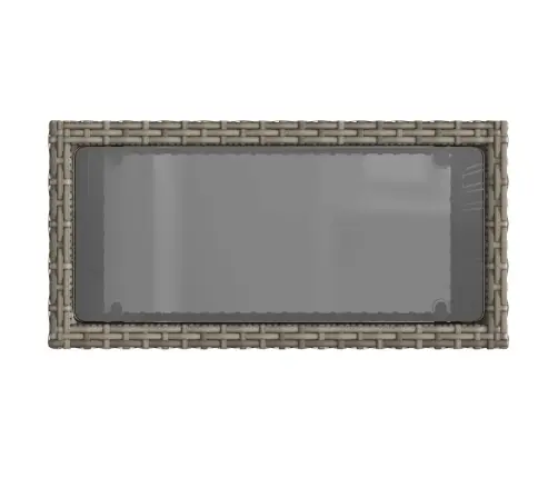 Dārza Galds, Stikla Virsma, 58X27,5X55Cm, Pelēka Pe Rotangpalma Vidaxl Dārza Galds, Stikla Virsma, 58X27,5X55Cm, Pelēka Pe Rotangpalma Vidaxl