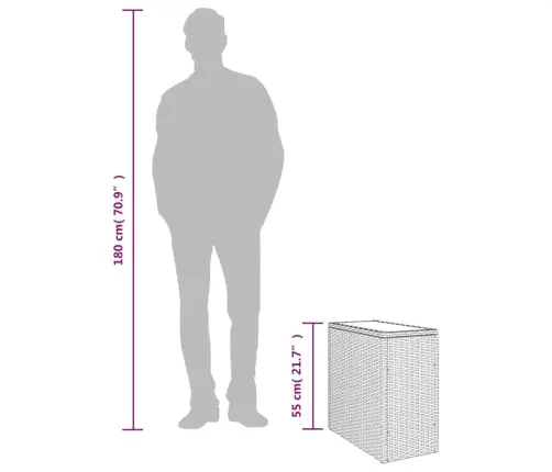 Dārza Galds, Stikla Virsma, 58X27,5X55Cm, Pelēka Pe Rotangpalma Vidaxl Dārza Galds, Stikla Virsma, 58X27,5X55Cm, Pelēka Pe Rotangpalma Vidaxl