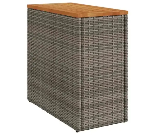 Dārza Galds, Koka Virsma, Pelēks, 58X27,5X55 Cm, Pe Rotangpalma Vidaxl