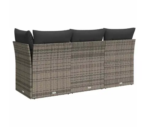 Trivietė Sodo Sofa Su Pagalvėlėmis, Pilkos Spalvos, Poliratanas Trivietė Sodo Sofa Su Pagalvėlėmis, Pilkos Spalvos, Poliratanas