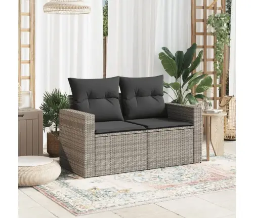 Divvietīgs Dārza Dīvāns Ar Matračiem, Pelēka Pe Rotangpalma Vidaxl