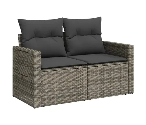 Divvietīgs Dārza Dīvāns Ar Matračiem, Pelēka Pe Rotangpalma Vidaxl