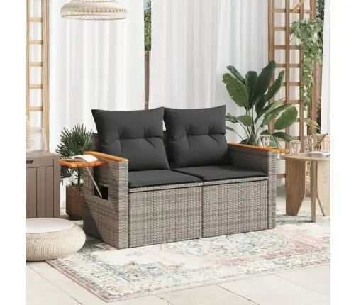 Dvivietė Sodo Sofa Su Pagalvėlėmis, Pilkos Spalvos, Poliratanas