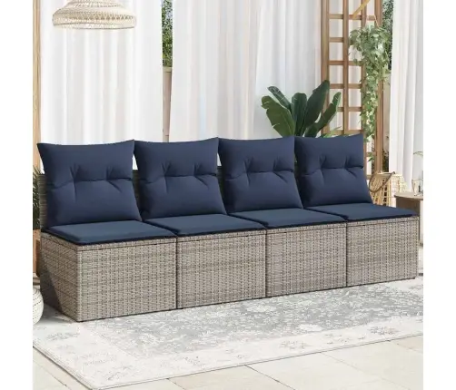 Dārza Dīvāns Ar Spilvenu Pelēka 220 X 62 X 69Cm Poliratāns Vidaxl