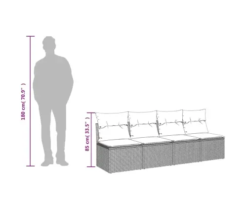 Dārza Dīvāns Ar Spilvenu Pelēka 220 X 62 X 69Cm Poliratāns Vidaxl