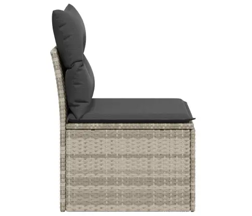 Sodo Sofos Dalis Su Pagalvėmis, Pilka, Poliratanas, Be Porankių