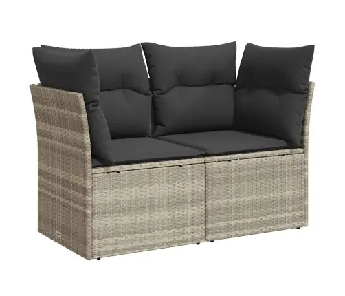 Divvietīgs Dārza Dīvāns Ar Matračiem, Pelēka Pe Rotangpalma Vidaxl