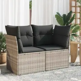 Dvivietė Sodo Sofa Su Pagalvėlėmis, Šviesiai Pilka, Poliratanas