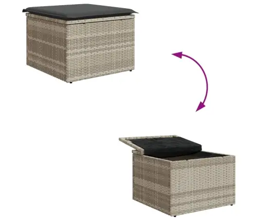 Sodo Taburetė Su Pagalvėle, Pilka, 55X55X37cm Poliratanas