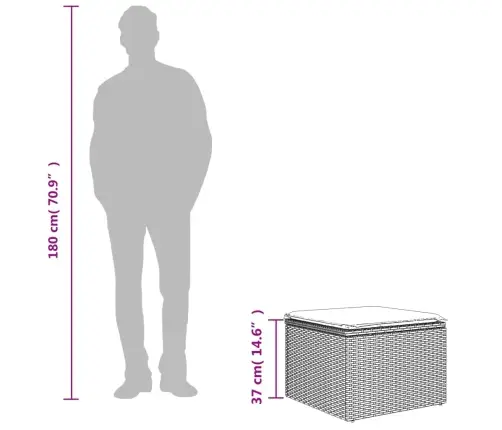 Sodo Taburetė Su Pagalvėle, Pilka, 55X55X37cm Poliratanas