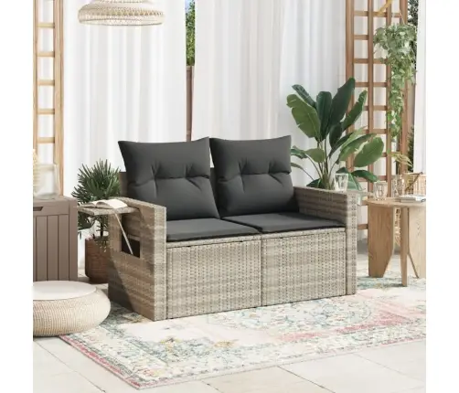 Dvivietė Sodo Sofa Su Pagalvėlėmis, Šviesiai Pilka, Poliratanas