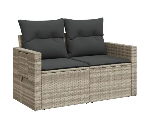 Dvivietė Sodo Sofa Su Pagalvėlėmis, Šviesiai Pilka, Poliratanas