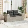 Dvivietė Sodo Sofa Su Pagalvėlėmis, Šviesiai Pilka, Poliratanas Dvivietė Sodo Sofa Su Pagalvėlėmis, Šviesiai Pilka, Poliratanas