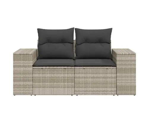 Dvivietė Sodo Sofa Su Pagalvėlėmis, Šviesiai Pilka, Poliratanas Dvivietė Sodo Sofa Su Pagalvėlėmis, Šviesiai Pilka, Poliratanas