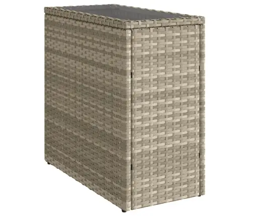 Dārza Galds, Stikla Virsma, 58X27,5X55Cm Gaiši Pelēka Pe Pinums Vidaxl