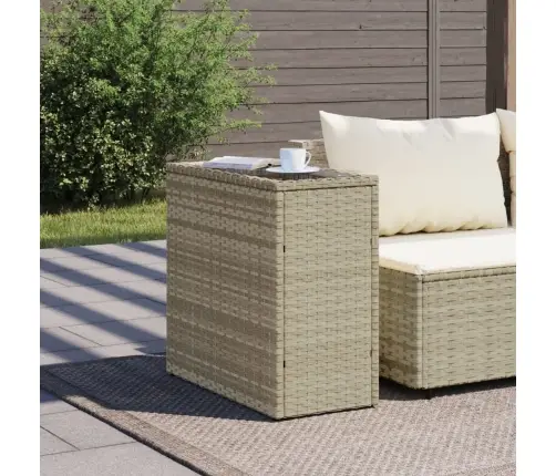 Dārza Galds, Stikla Virsma, 58X27,5X55Cm Gaiši Pelēka Pe Pinums Vidaxl