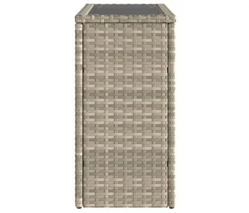 Dārza Galds, Stikla Virsma, 58X27,5X55Cm Gaiši Pelēka Pe Pinums Vidaxl