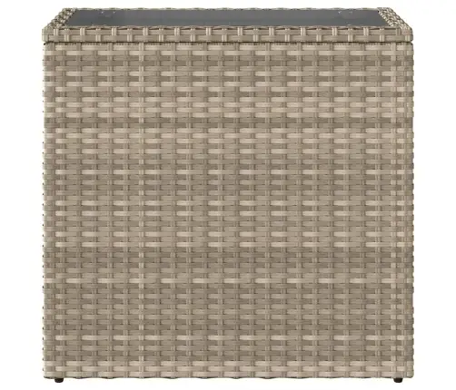 Dārza Galds, Stikla Virsma, 58X27,5X55Cm Gaiši Pelēka Pe Pinums Vidaxl