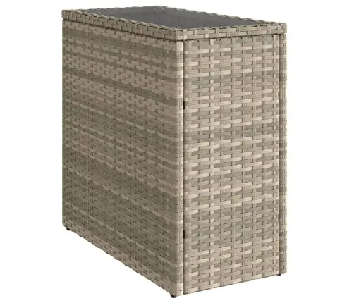 Dārza Galds, Stikla Virsma, 58X27,5X55Cm Gaiši Pelēka Pe Pinums Vidaxl