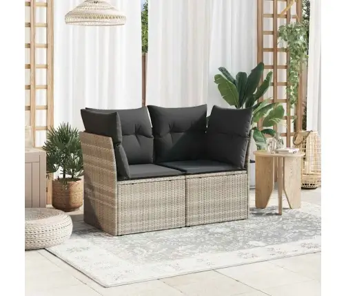 Dvivietė Sodo Sofa Su Pagalvėlėmis, Šviesiai Pilka, Poliratanas Dvivietė Sodo Sofa Su Pagalvėlėmis, Šviesiai Pilka, Poliratanas