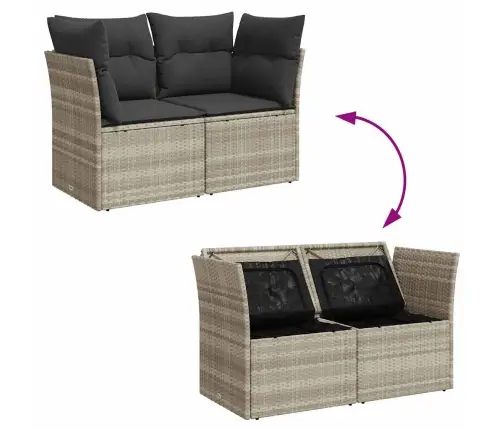 Dvivietė Sodo Sofa Su Pagalvėlėmis, Šviesiai Pilka, Poliratanas Dvivietė Sodo Sofa Su Pagalvėlėmis, Šviesiai Pilka, Poliratanas