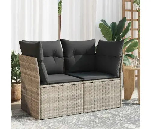 Dvivietė Sodo Sofa Su Pagalvėlėmis, Šviesiai Pilka, Poliratanas Dvivietė Sodo Sofa Su Pagalvėlėmis, Šviesiai Pilka, Poliratanas