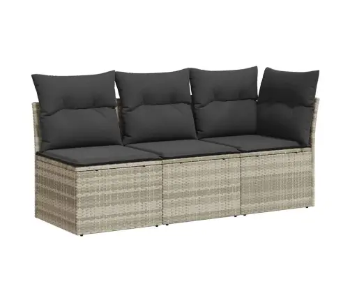 Trivietė Sodo Sofa Su Pagalvėlėmis, Šviesiai Pilka, Poliratanas Trivietė Sodo Sofa Su Pagalvėlėmis, Šviesiai Pilka, Poliratanas