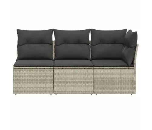 Trivietė Sodo Sofa Su Pagalvėlėmis, Šviesiai Pilka, Poliratanas Trivietė Sodo Sofa Su Pagalvėlėmis, Šviesiai Pilka, Poliratanas