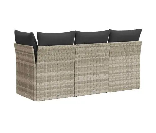 Trivietė Sodo Sofa Su Pagalvėlėmis, Šviesiai Pilka, Poliratanas Trivietė Sodo Sofa Su Pagalvėlėmis, Šviesiai Pilka, Poliratanas