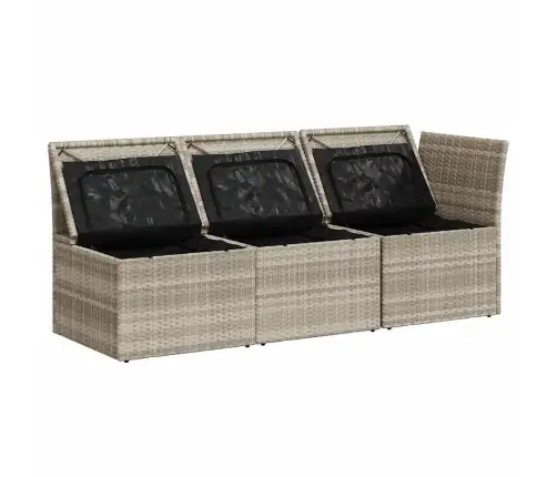 Trivietė Sodo Sofa Su Pagalvėlėmis, Šviesiai Pilka, Poliratanas Trivietė Sodo Sofa Su Pagalvėlėmis, Šviesiai Pilka, Poliratanas