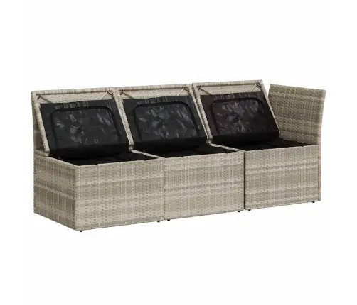 Trivietė Sodo Sofa Su Pagalvėlėmis, Šviesiai Pilka, Poliratanas Trivietė Sodo Sofa Su Pagalvėlėmis, Šviesiai Pilka, Poliratanas