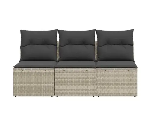 Trīsvietīgs Dārza Dīvāns Ar Matračiem, Gaiši Pelēka Pe Pinums Vidaxl