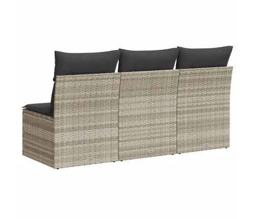 Trīsvietīgs Dārza Dīvāns Ar Matračiem, Gaiši Pelēka Pe Pinums Vidaxl