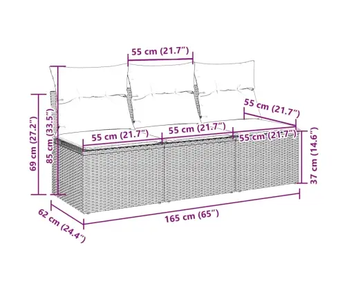 Trīsvietīgs Dārza Dīvāns Ar Matračiem, Gaiši Pelēka Pe Pinums Vidaxl