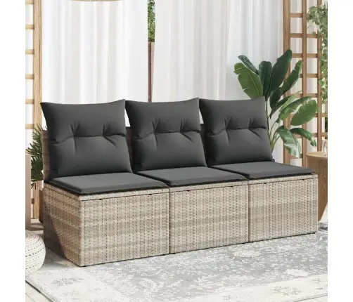 Trīsvietīgs Dārza Dīvāns Ar Matračiem, Gaiši Pelēka Pe Pinums Vidaxl