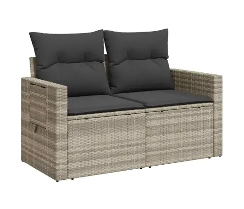 Dvivietė Sodo Sofa Su Pagalvėlėmis, Šviesiai Pilka, Poliratanas