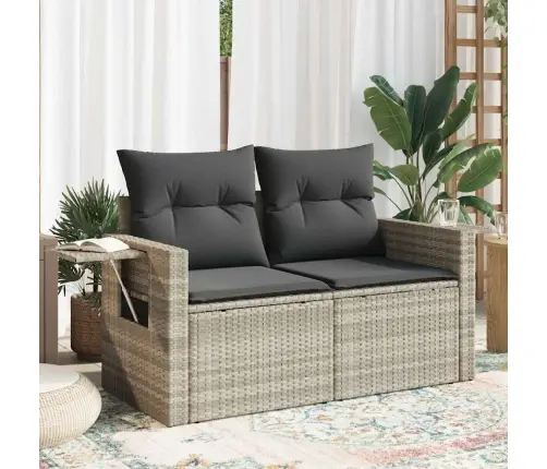 Dvivietė Sodo Sofa Su Pagalvėlėmis, Šviesiai Pilka, Poliratanas