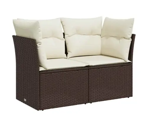 Divvietīgs Dārza Dīvāns Ar Matračiem, Brūna Pe Rotangpalma Vidaxl