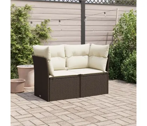 Divvietīgs Dārza Dīvāns Ar Matračiem, Brūna Pe Rotangpalma Vidaxl