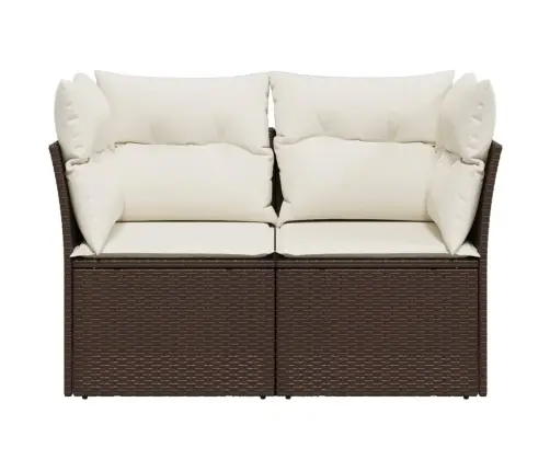 Divvietīgs Dārza Dīvāns Ar Matračiem, Brūna Pe Rotangpalma Vidaxl