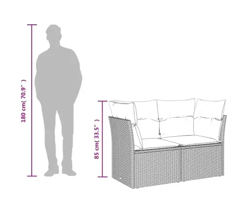 Divvietīgs Dārza Dīvāns Ar Matračiem, Brūna Pe Rotangpalma Vidaxl